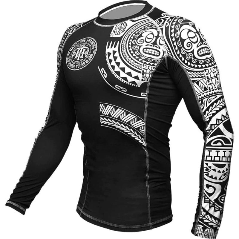 Hardcore Training TA Moko Black Men's Rash Guard Compression Long Sleeve MMA No-Gi Tight BJJ Grappling Base Layer Fitness - Image 4